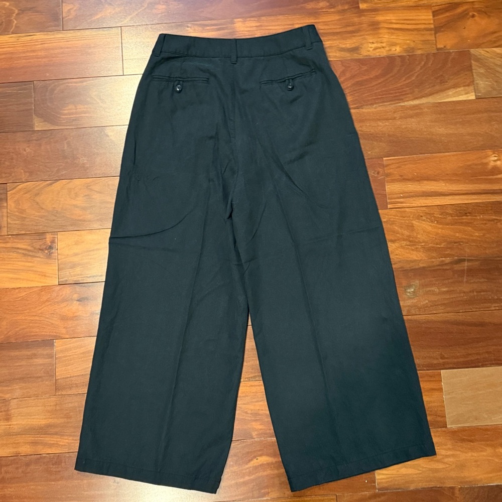 Madewell Harlow Black Wide Leg Pleated Trousers Size  12 High Rise Work Pants - Picture 5 of 6